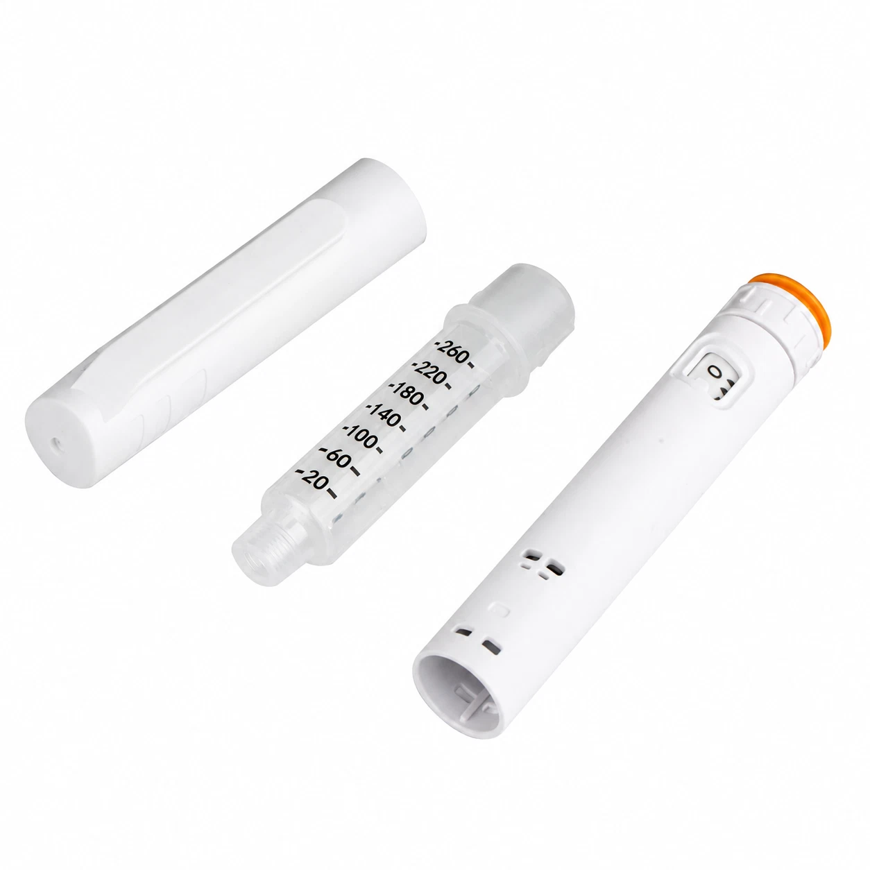 White disposable peptide pen with colour coded end cap